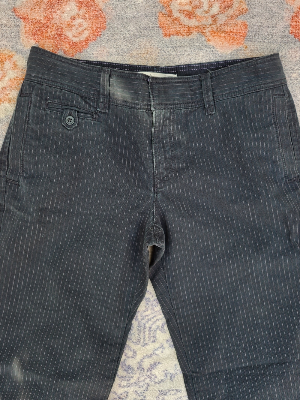 Old Navy Sz 10 32" Low Waist Charcoal Pinstripe Bootcut Jeans